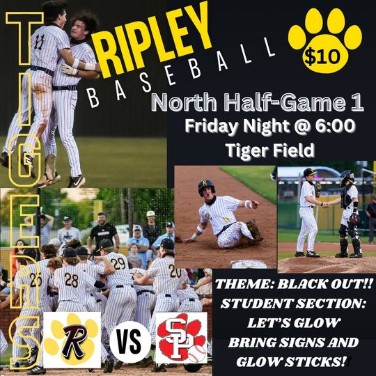 ripleybaseball's tweet photo. See you at Tiger Field. No excuses, get there https://t.co/XBt5zxb4hP