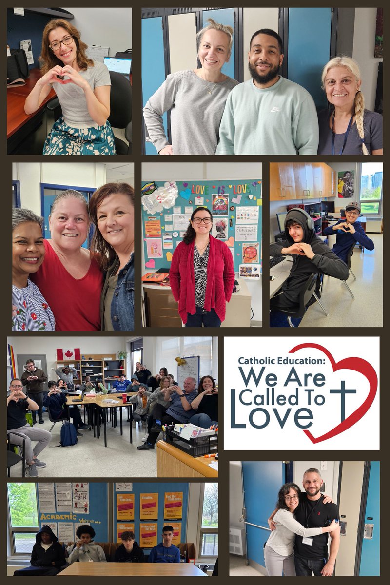 Romero Staff and students celebrating Catholic Education Week - We are called to Love #DPCDSB_CEW @DPCDSBSchools