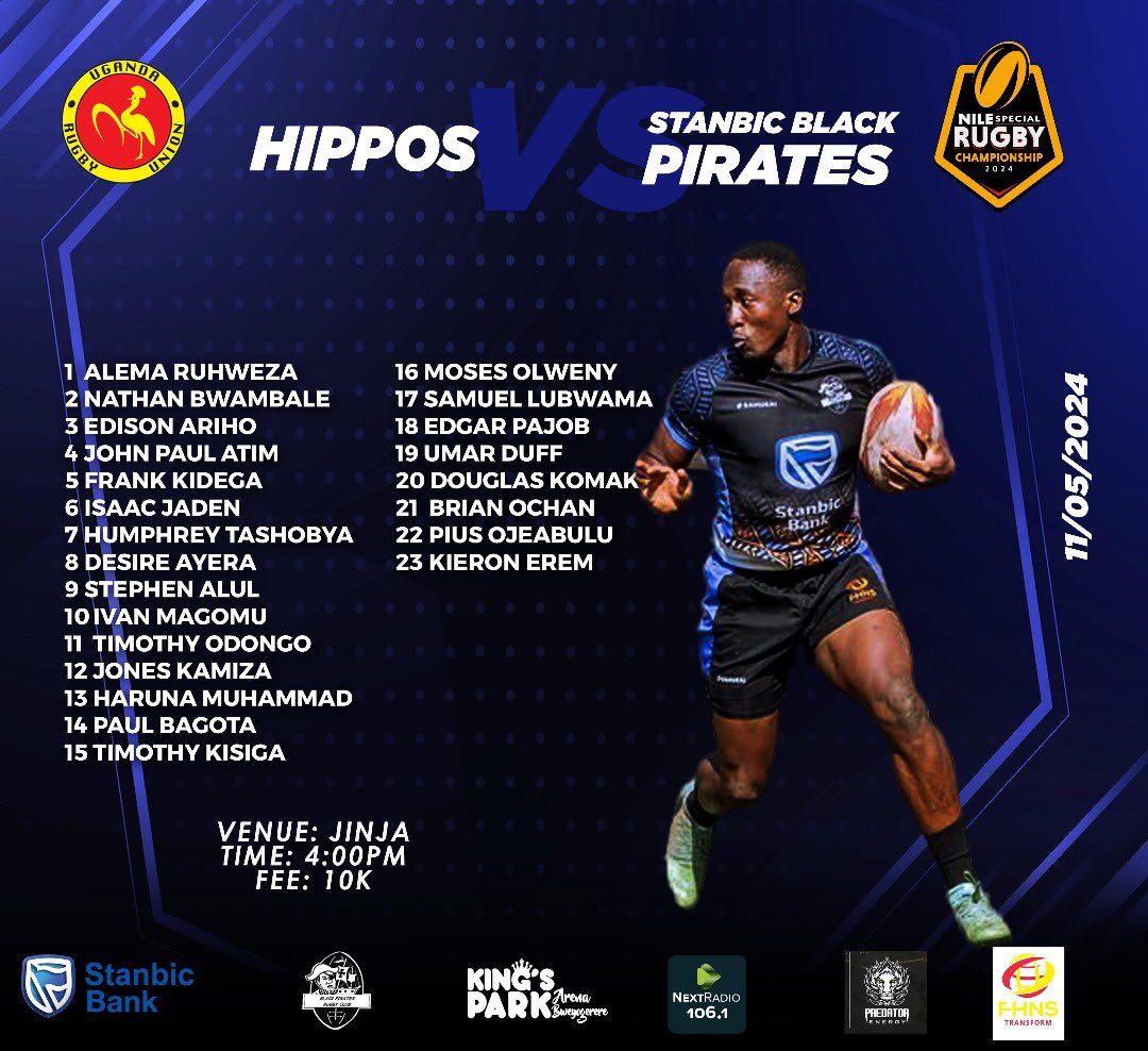 IM🔟 at fly half, fullback Kisiga and Desire 🎱 is also in. The Hippo 🦛 will and must suffocate.💯 #PirateStrong 🏴‍☠️