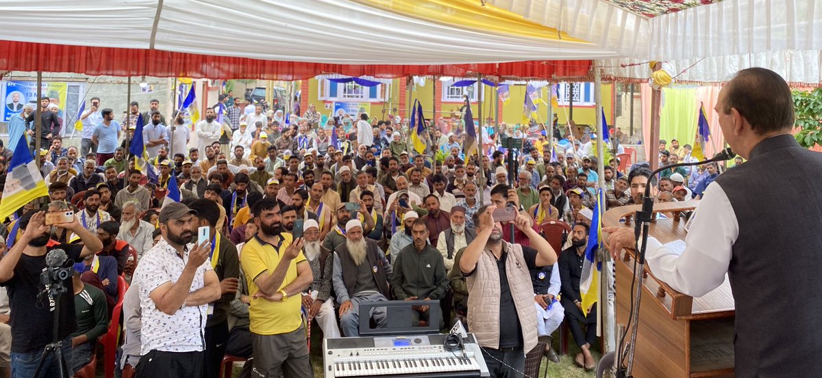 Addressed a gathering at Chackipahroo, Budgam today. People are tired of empty promises and false slogans. Change is overdue. Let's reignite the flames of progress and development together!