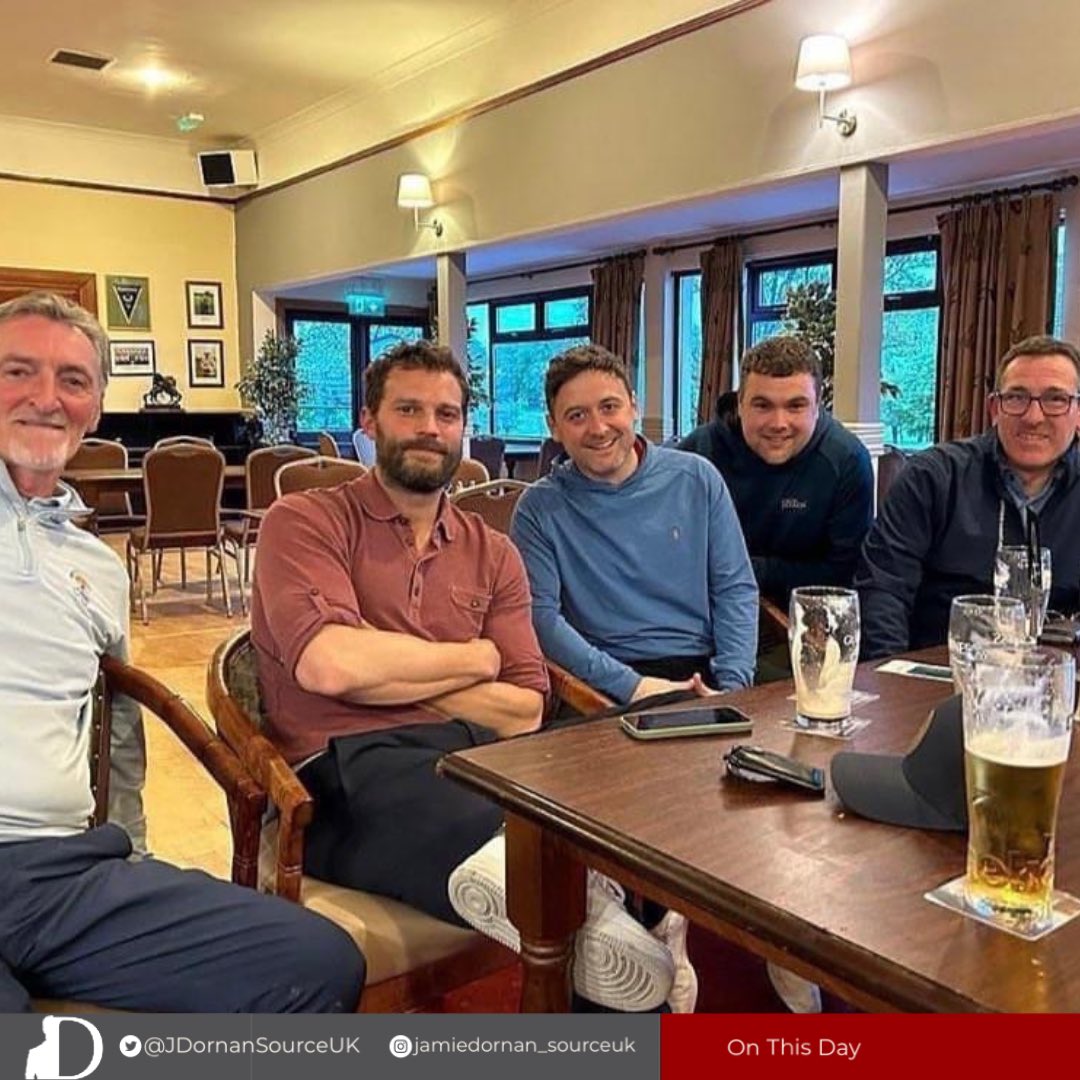 1 year ago • Jamie enjoyed some drinks with friends after a round of Golf ⛳️ 📷@mullingargc 🗓️May 09, 2023 📍Mullingar Golf Club - - #JamieDornan