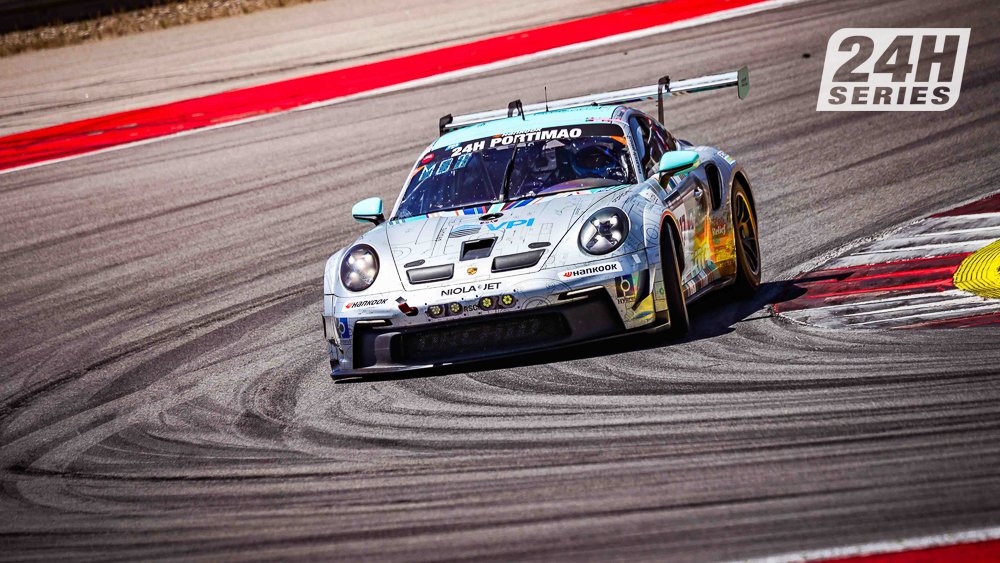 #24HSERIES | Confirmation from race control that Antonio Garzon is okay and on his way to the circuit's medical centre. #OrchidRacing (917) hit the barriers at T4, bringing out the red flag for Q1. There will be a slight delay while repairs are completed. #24HPORTIMAO