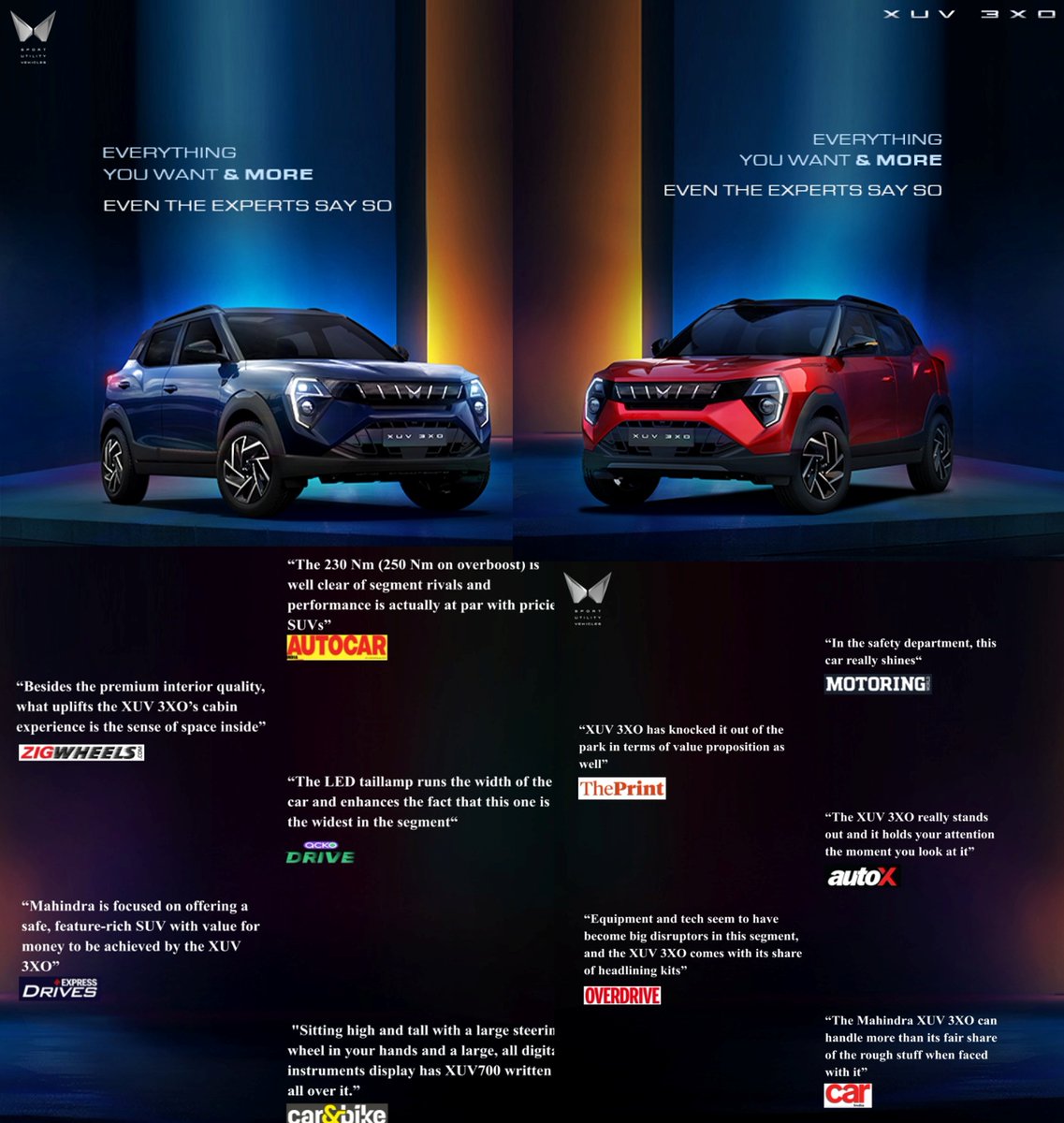 The Mahindra XUV3xo is making waves in the auto industry! 
It’s been reviewed by many car portals with glowing statements. 

We’re very proud and you also can be too! 🌟

Become a proud owner today. 
Don’t wait,just join!
#MahindraXUV3xo #CarDeals #ProudOwner #HotTopic #CarSales