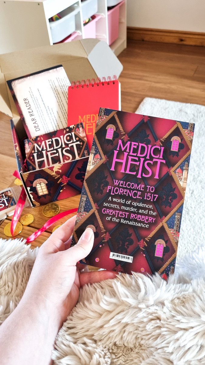 This delivery is EVERYTHING! I'm incredibly excited to read Medici Heist by @SchneiderJamz from @AtomBooks & @LittleBrownUK. Thank you so much to @kateratesbooks for sending this over. 😭 Release Date: 6th August Preorder: waterstones.com/book/medici-he…