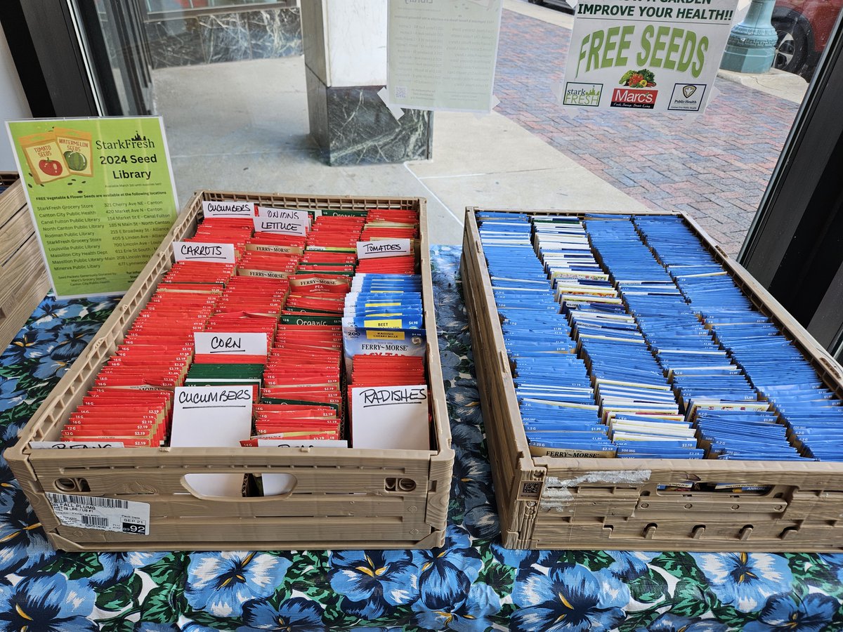 The @StarkFresh #SeedLibrary is restocked at our office! If you are still in need for flower or vegetable seeds for your garden(s), stop by our Vital Stats Office from 8AM-4:30PM. Seeds are free! #cantonhealth #plantagarden #freshisbest #homegrownfood