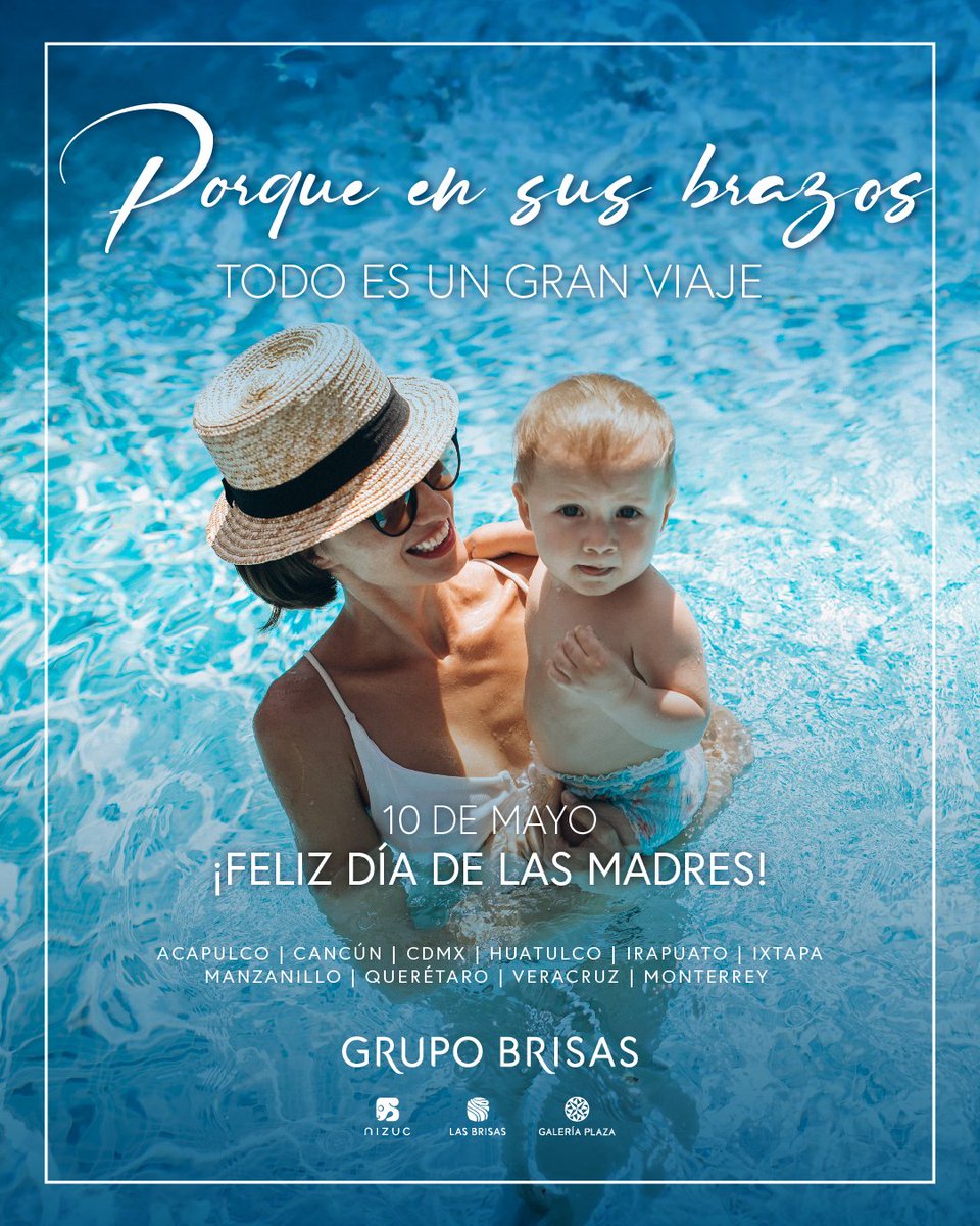 ¡👩💗 𝗙𝗲𝗹𝗶𝘇 𝗗í𝗮 𝗱𝗲 𝗹𝗮𝘀 𝗠𝗮𝗱𝗿𝗲𝘀! A nombre de Galería Plaza Reforma y nuestras marcas hermanas NIZUC Resort &amp; Spa y Las Brisas, deseamos que todas las mamás celebren de manera inolvidable este 10 de mayo.

#eligeelegir #díadelasmadres