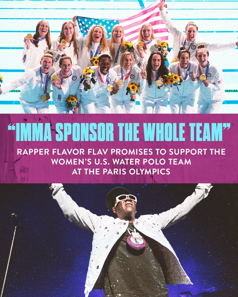 OnHerTurf's tweet photo. Flavor Flav (@FlavorFlav) is a confirmed supportHER! 👏 #ParisOlympics https://t.co/zl88lghL6l