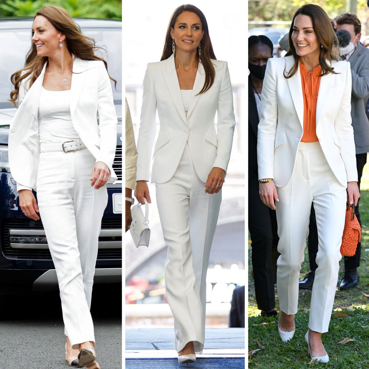 HRH The Princess of Wales wearing white tailored suits 🤍🤍