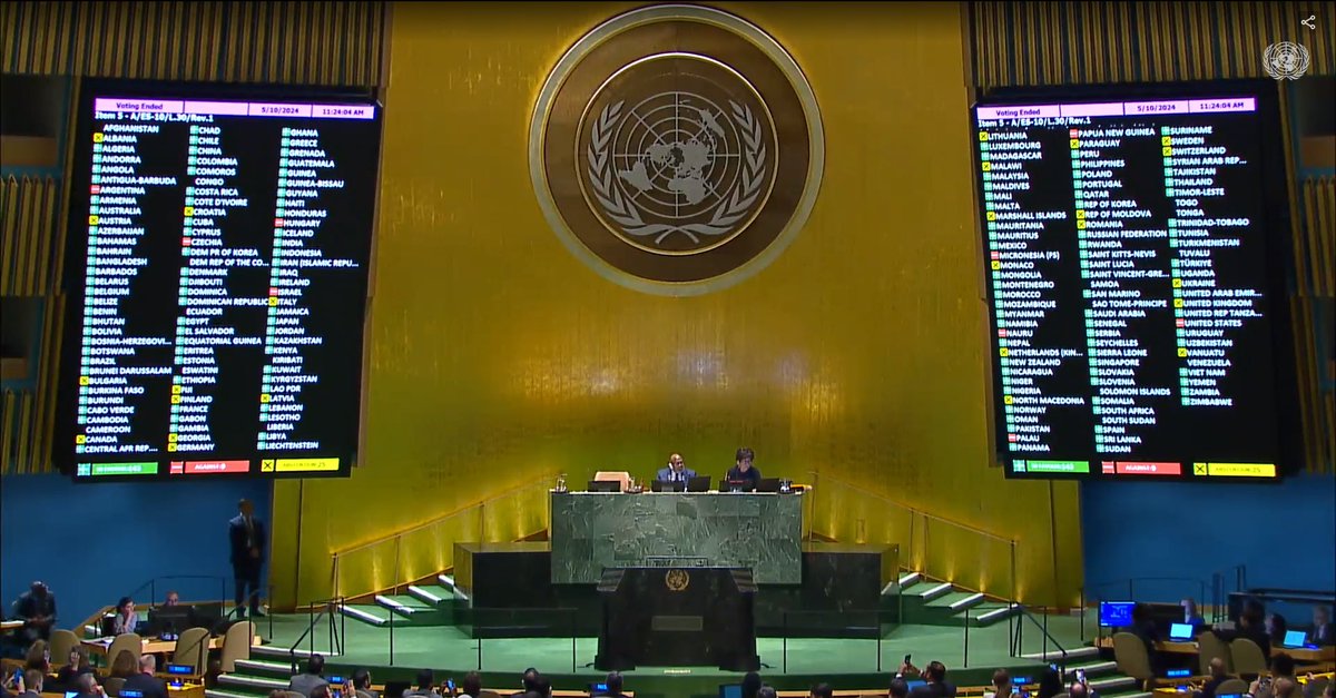 A historic day @UN, as 143 Member States, including  #Eritrea, voted in favor of the draft resolution A/ES-10/L.30/Rev1 concerning the admission of new Members to the #UnitedNations