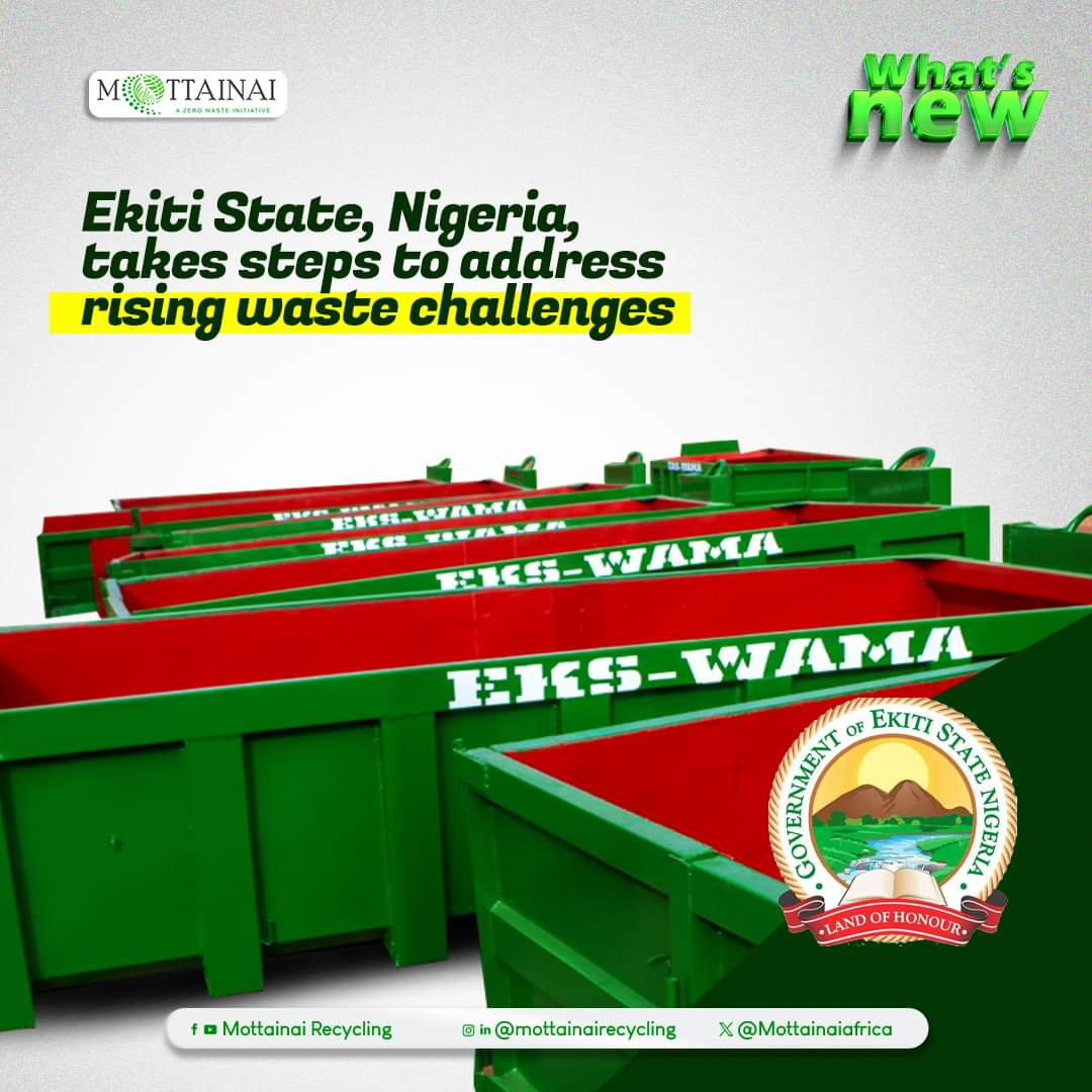 Ekiti State Govt purchases 20 more Dino bins and sanitation/compliance. This reform will boost waste management in Ekiti State. #MottainaiRecycling