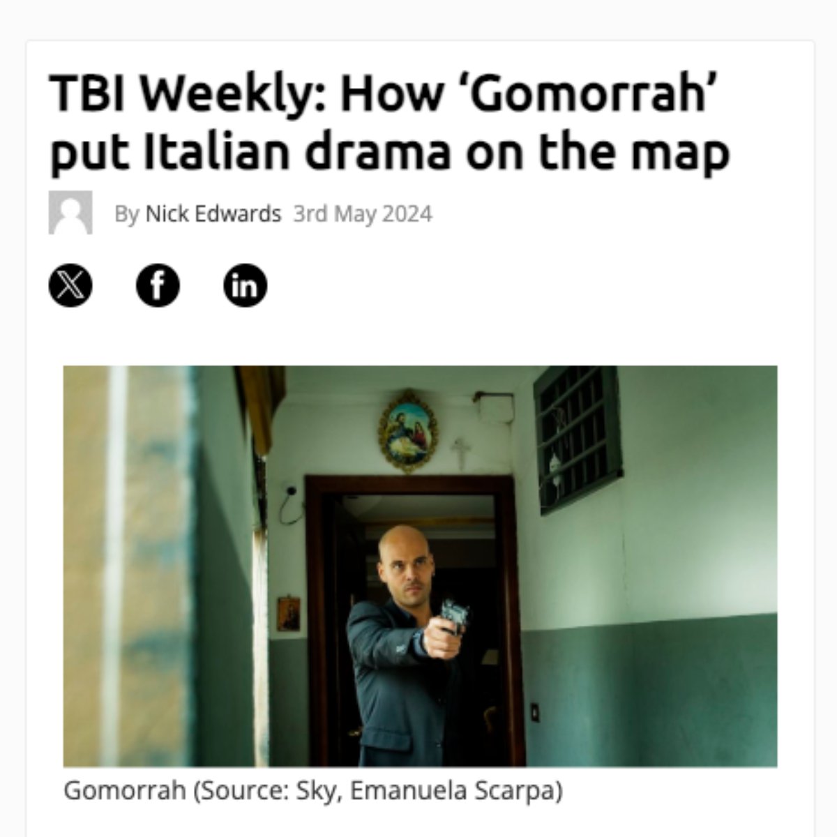 Dive into the hype ⭐ 

Cattleya's dramas, #Gomorrah and #ZeroZeroZero, are getting buzz within the press. Take a peek at these reviews.

‘Gomorrah’ and ‘Zero Zero Zero’, produced by Cattleya, part of ITV Studios