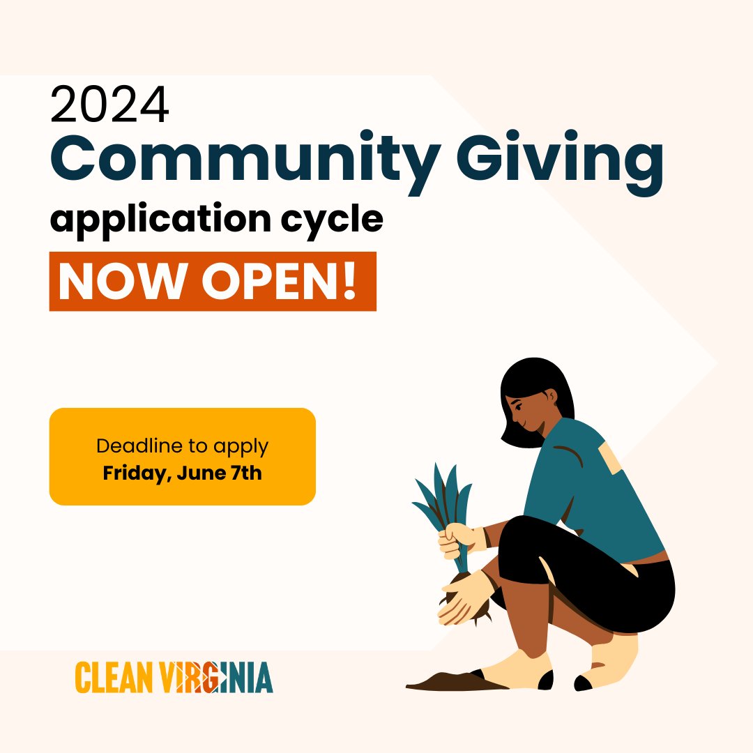 Are you part of an organization or initiative working to eliminate corruption in Virginia politics or advance equitable clean energy? Clean Virginia wants to support your efforts with our Community Giving program! The deadline to submit a funding proposal is Friday, June 7th.