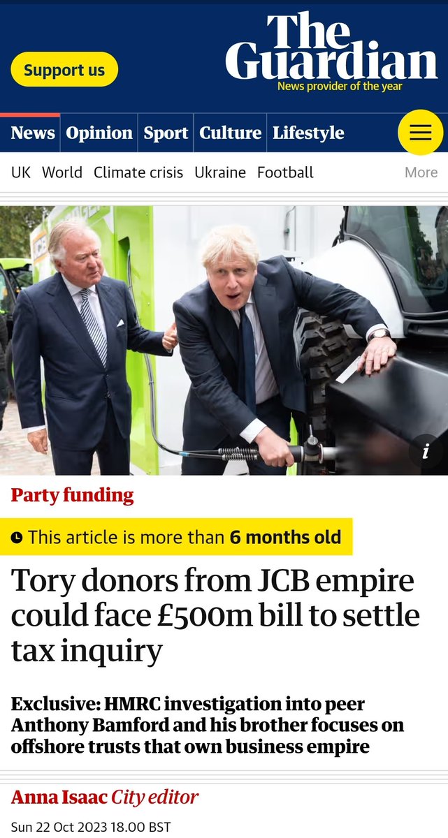 Brexit billionaire Lord Bamford, who has used his money to buy influence over the Tory party, and his brother are under investigation regarding the possible non-payment of £500 million of taxes. The inquiry is understood to be targeting efforts by the Bamford dynasty to
