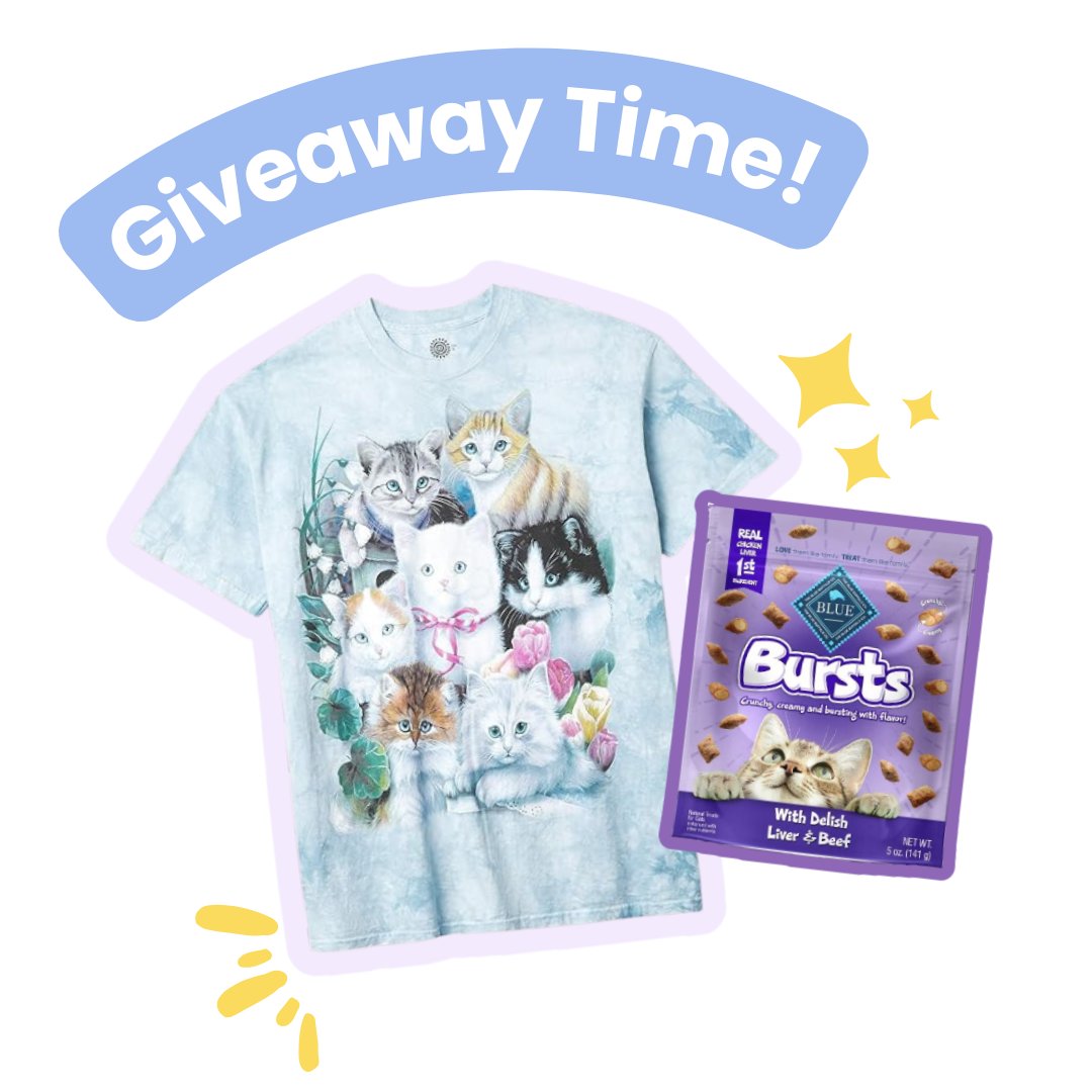 it's time for a mother's day giveaway! we're celebrating all the cat pet parents today by giving away this crazy cool cat shirt for you, and these tasty BLUE bursts for your fave feline 🫶 to enter: - must be following @bluebuffalo - like/RT this tweet - tag the best cat parent