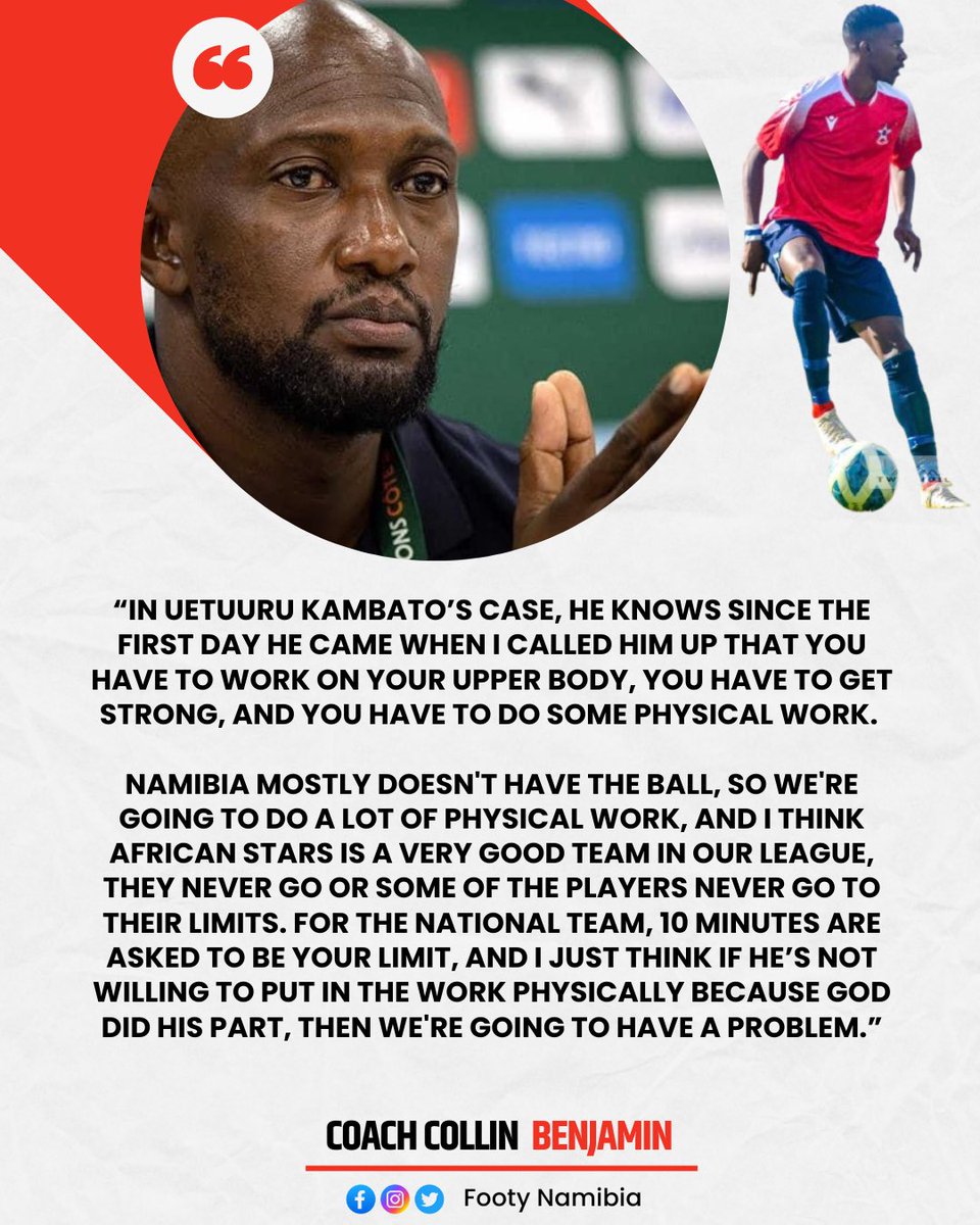 FootyNamibia's tweet photo. ππ΄ ππ¨πππ‘ ππ¨π₯π₯π’π§ πππ§π£ππ¦π’π§ -
Uetuuru Kambato should work on his upper body, GOD did his part.
#NotCalledUp #BraveWarriors https://t.co/Uz7NIB2xYd