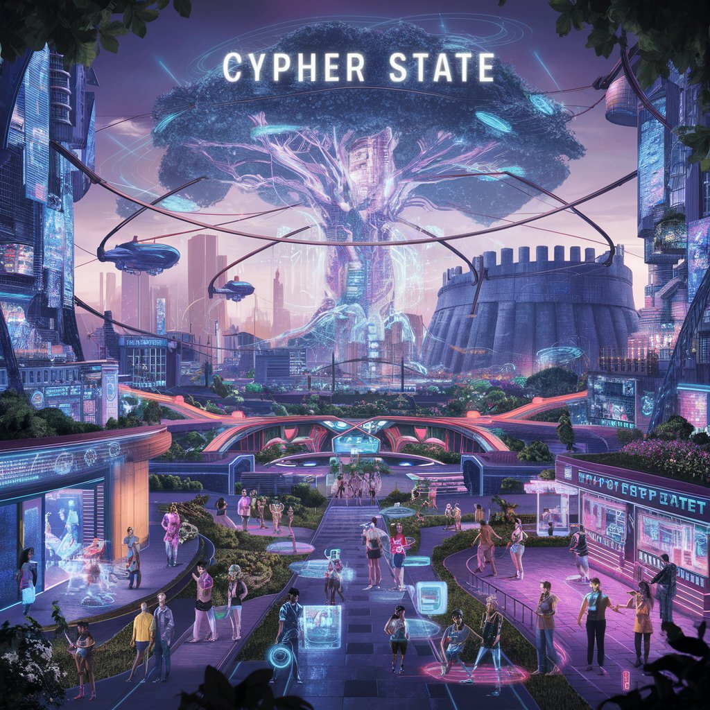 The citizens of Cypher State are diverse and clad in futuristic attire, featuring augmented reality glasses and wearable tech.
#CypherState @GalacticaNet #Galactica #GNET #AzimuthToGalactica