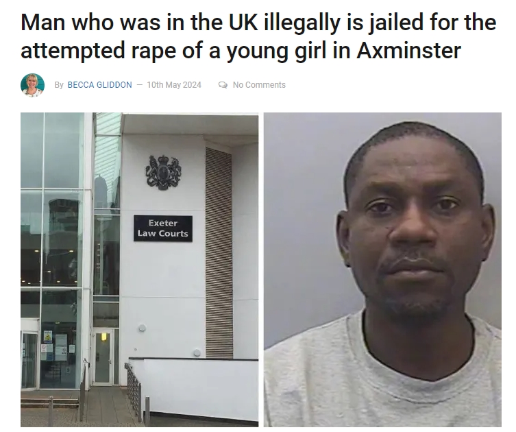 A Nigerian man has been jailed some five years after he went on the run from police for trying to rape a schoolgirl in Axminster.

Friday Ugurou, aged 51, was jailed at Exeter Crown Court for nine-and-a-half-years for attempted rape after a jury saw through his lies where he