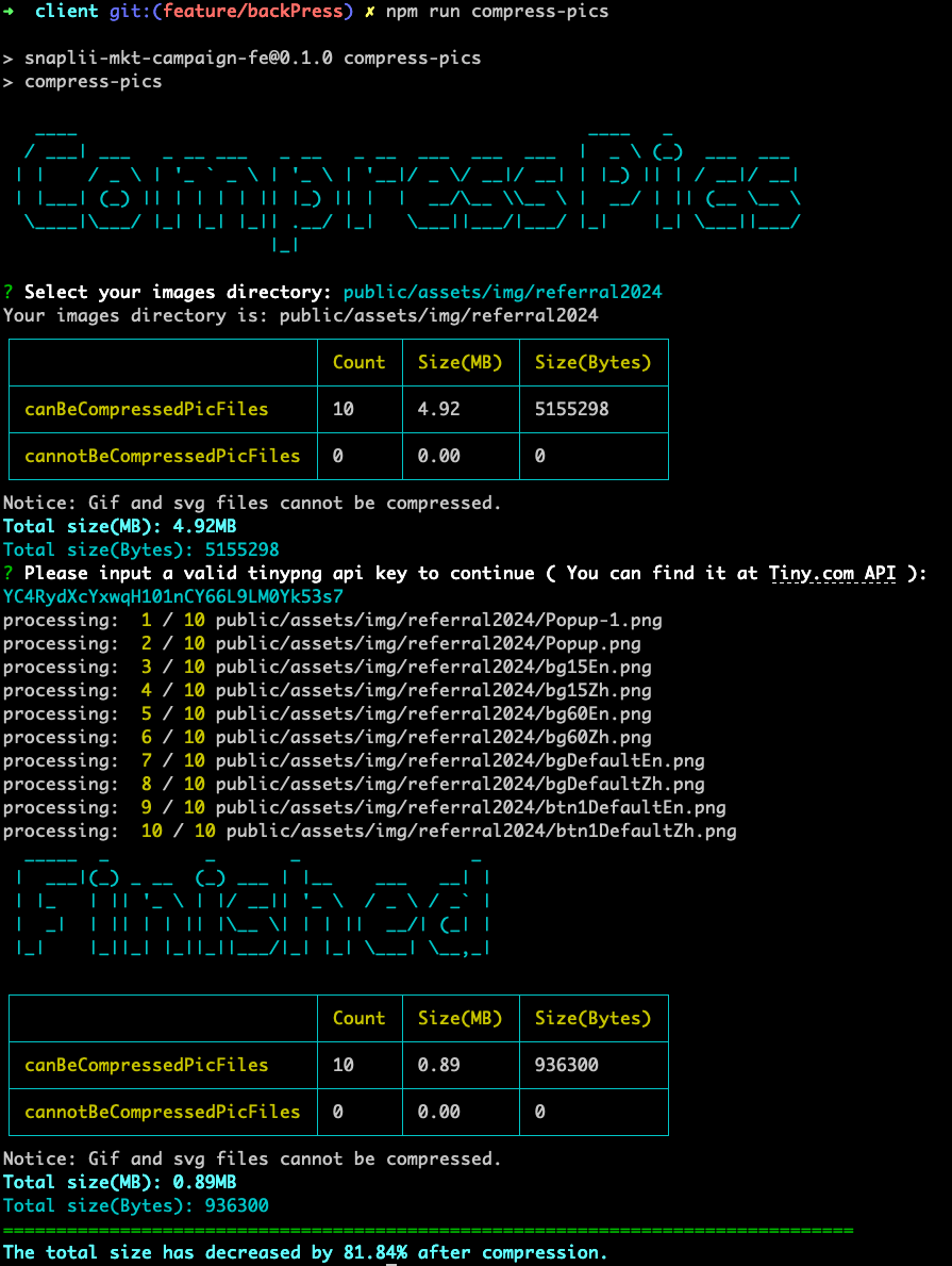 I made a easy command-line tool to compress images. It simplifies the process of batch compressing images with tinyPNG in any directory of your project. Have a try! <a href="/tinypng/">Tinify</a> 
npmjs.com/package/compre…