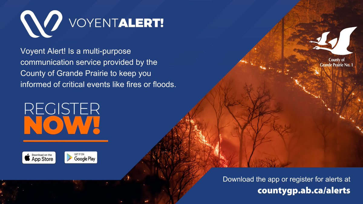 As #EPWeek2024 continues, ensure that you're informed about any emergencies with Voyent Alert!, the new notification system the #CountyofGP recently joined. Get instant alerts for fires, floods, extreme weather, & more! Sign up at countygp.ab.ca/alerts. #Readyforanything