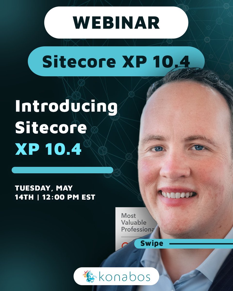 KonabosInc's tweet image. Gain exclusive insights on the newly released Sitecore XP 10.4 - with @Sitecore MVPs @mattmcqueeny and @jammykam. 👉 Register here: webinar.konabos.com

#SitecoreXP #DigitalTransformation #TechWebinar #SitecoreXP104