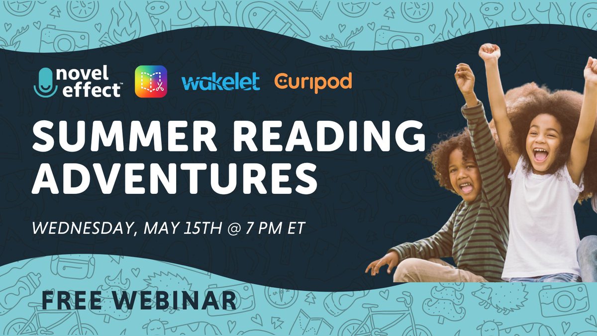 We've teamed up with @Novel_Effect, @wakelet and @curipodofficial for a Summer Reading Adventures webinar! We'll be sharing tips, tricks, & tools to get students and families excited and equipped for summer reading. 🗓️ Wed May 15, 7pm ET ➡️ Register: hubs.la/Q02wMH3s0