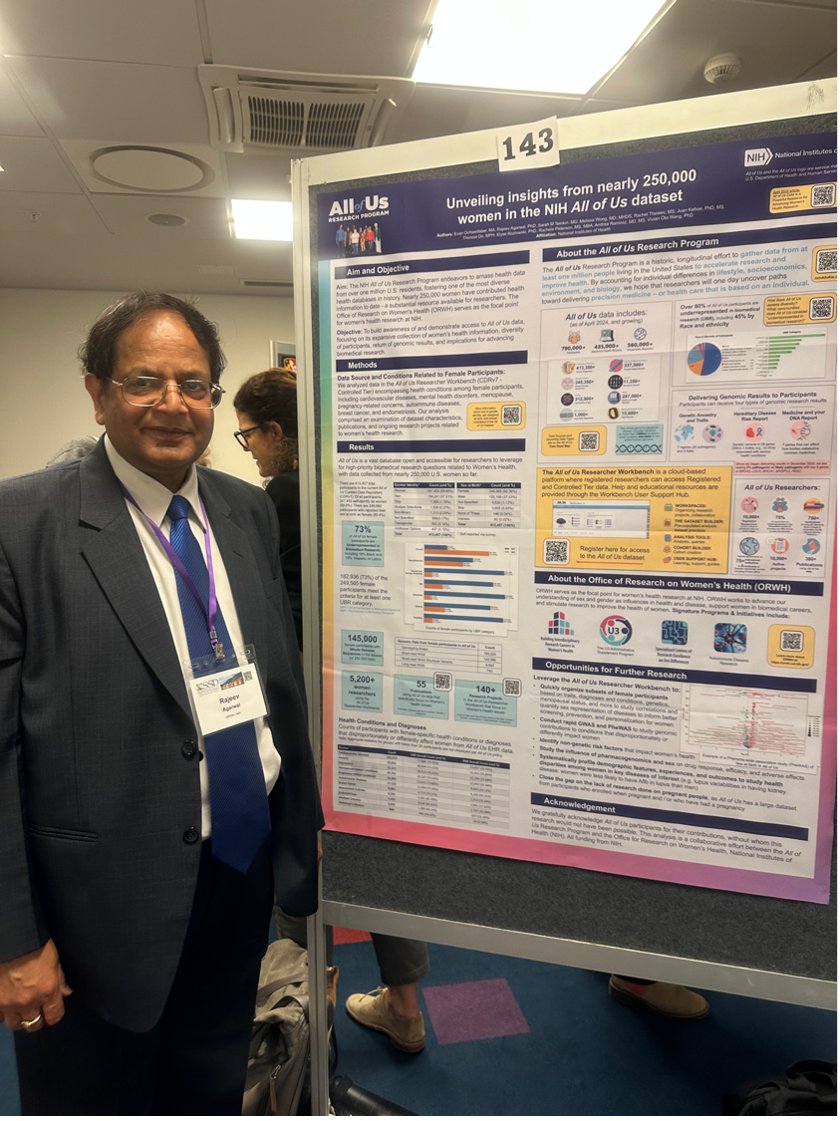 SWHR's tweet image. Dr. Rajeev Agarwal: We want to encourage people to participate in our program; everyone is part of the All of Us program. #OSSD2024 @ORWH @NIH