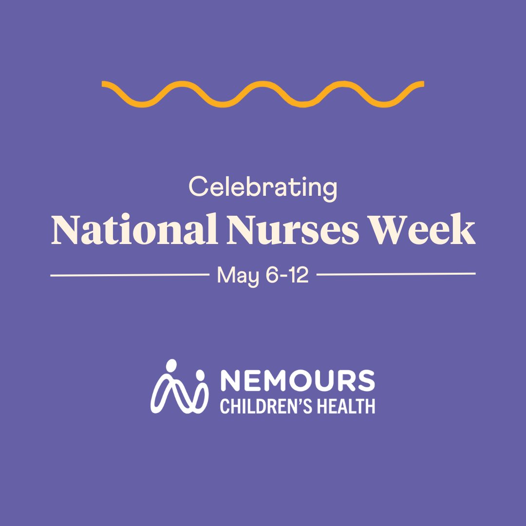 Happy #NursesWeek! At @Nemours, your dedication and compassion provide exceptional care for our patients and families. Your expertise and leadership in patient safety, quality, and innovation are truly inspiring. Thank you for making Nemours a place of healing and hope!