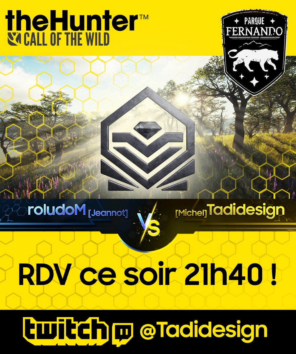 Tadidesign's tweet photo. Ce soir Parque Fernando en Diamanthon avec le @roludoM !!!! 🥳
RDV ce soir 21h40 sur Twitch @tadidesign et @roludoM

#cotw #callofthewild #thehunter #twitch #tadidesign #roludoM #parquefernando #Chasse #huntinggame #jeudechasse #FPS #jeudetir #hunting https://t.co/D6ZJrSrMN9