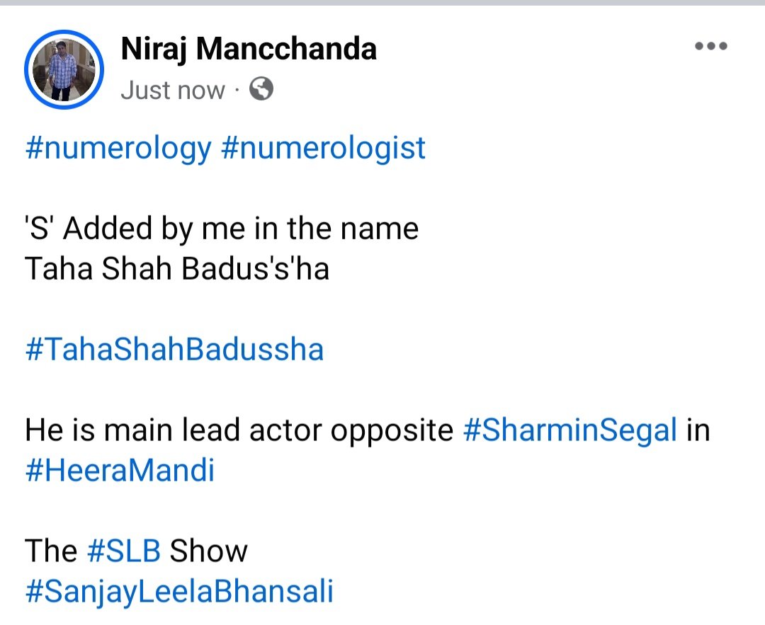 #numerology #numerologist 'S' Added by me in the name Taha Shah Badus's'ha #TahaShahBadussha He is main lead actor opposite #SharminSegal in #HeeraMandi The #SLB Show #SanjayLeelaBhansali