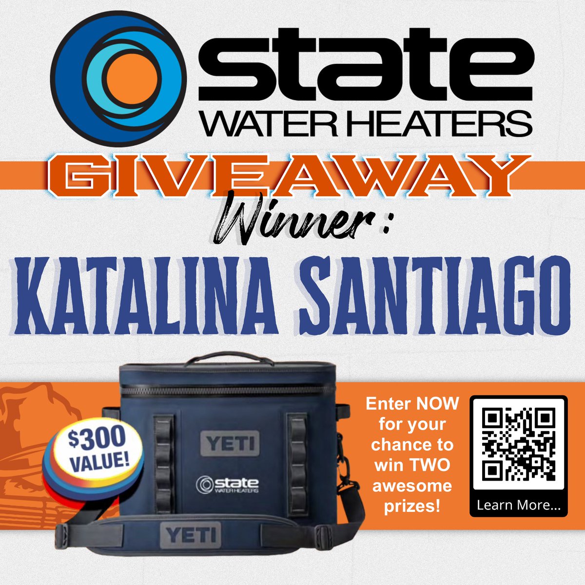 We are partnering with State Water Heaters and Jon Wayne Service Company for an awesome giveaway for our fans! 🔥 After every Gunslingers game this season, one winner will be chosen to receive a State Water Heater branded YETI Hopper Flip 18 Soft Cooler! Last game’s winner is:…