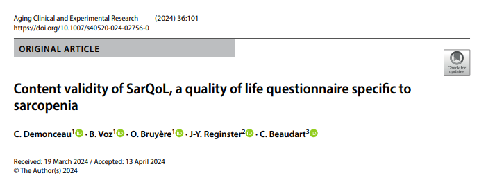 doctorneyro's tweet image. #SarQoL, in its current form, demonstrates good #evidence of content #validity for assessing #healthrelated #qualityoflife in #patients  with #sarcopenia. 

We do not recommend adding #newitems or dimensions to SarQoL. 

link.springer.com/article/10.100…