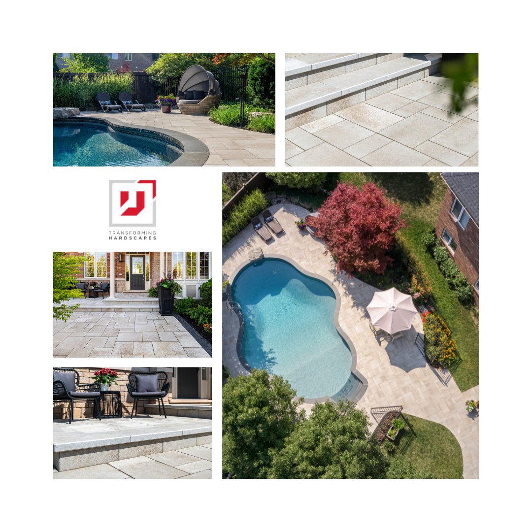 Is there a pool patio in your future?! 🙋‍♀️ The subtle surface detail of Umbriano works beautifully from the front entrance to the backyard. Give your home that outdoor getaway you've been looking for! 🏊🏻☀️ #Unilock #poolpatio #transforminghardscapes #design