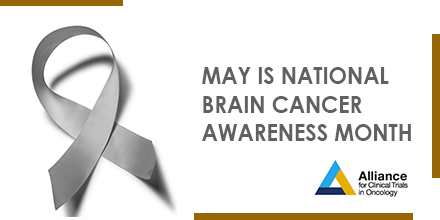 For #NationalBrainCancerAwarenessMonth, @ALLIANCE_org highlights four ongoing brain cancer trials open to enrollment. Take a look to learn more at bit.ly/Brain-Ca #NCI #NCTN #BTSM #GrayMay @NBTStweets @NIHBrainTumo