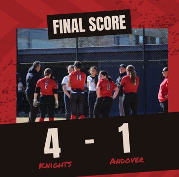 NA over Andover 4-1. Brigid Gaffny earned the win, striking out 11. Lauren Lynch led the Knights w/ 2 RBIs, going 2-3 at the plate (single/double). Gaffny had 2 hits (single/triple) & Jenna Roche an RBI. @NA_Athletics @camkerry7 @MVcreature @GlobeSchools @EagleTribSports