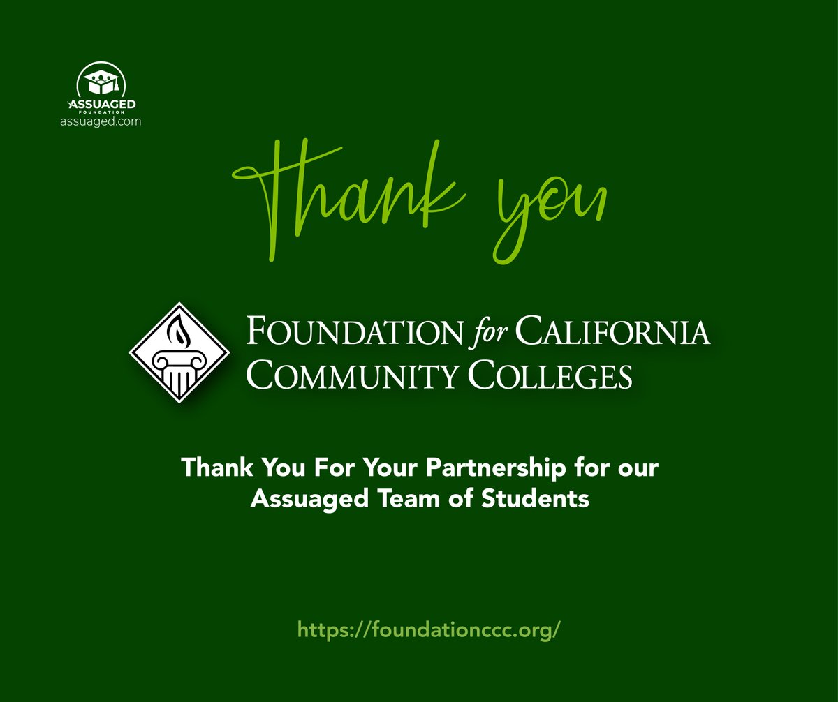 Foundation for California Community Colleges @FoundationCCC working towards a bold mission to double the impact and find new ways to lift up students, colleges, and communities. 🌐💖🌟 hubs.li/Q02tLB8z0

#FoundationforCaliforniaCommunityColleges #assuaged #studentinterns