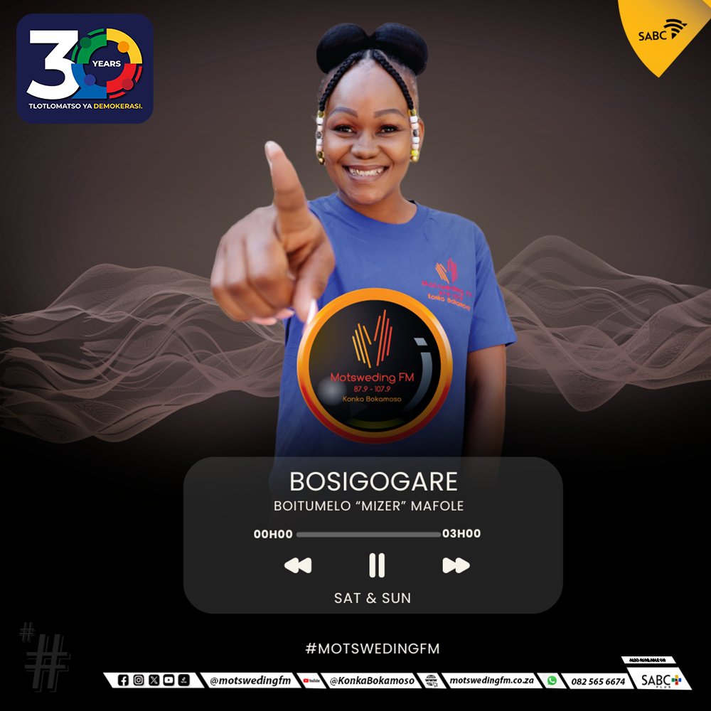 #Bosigogare le Boitumelo ' Mizer' Mafole ☎️: 082 565 6674 🖥️: motswedingfm.co.za SABC +: sabcplus.com #MotswedingFM