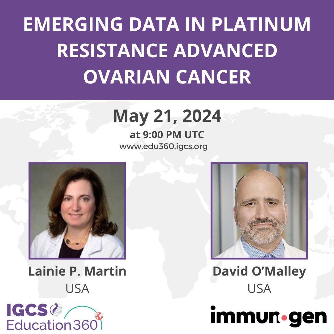 Join Drs. Lainie Martin and David O'Malley May 21 for the webinar: Emerging Data in platinum resistance advanced ovarian cancer igcs.org/educational-we…