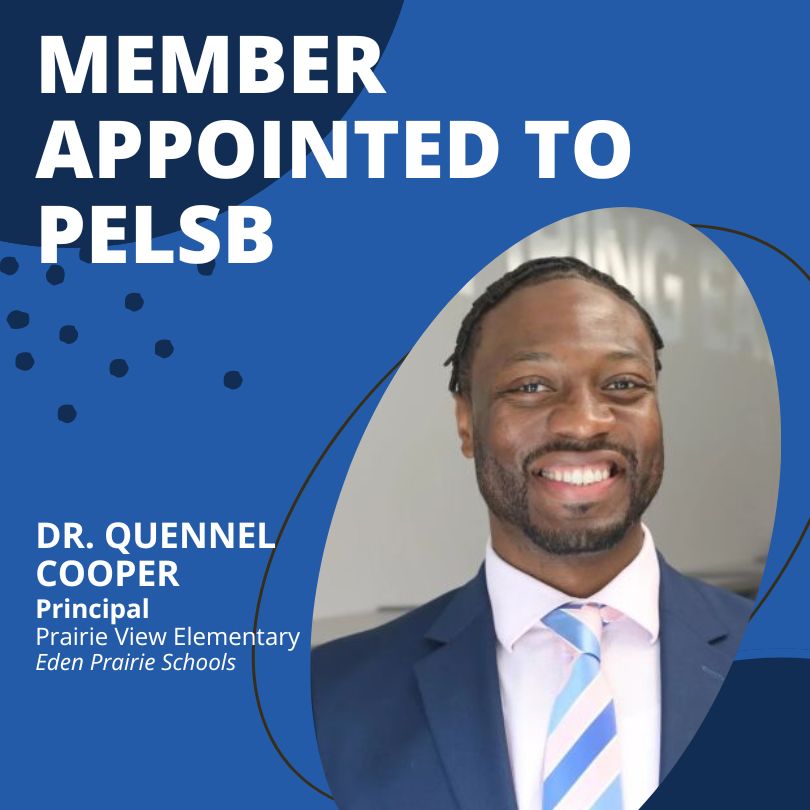 🎉 Congratulations to Dr. Quennel Cooper on his appointment by the office @GovTimWalz and @PeggyFlanagan to PELSB. Dr. Cooper's dedication to educational excellence and commitment to advancing standards will greatly benefit the board and the education community as a whole.  👏 ✨
