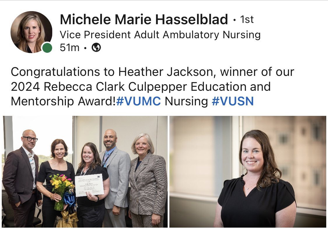 Thank you @VUMCDiscoveries @VanderbiltNurse @VUDeanJeffries for awarding me the Rebecca Clark Culpepper Education & Mentorship Award! I am most appreciative! 🥰@VUMC_OAP @VUMCHemOnc @VUMC_Medicine @jordanberlin5 @drlauragoff @BrentDunworth @JaneFreedmanMD