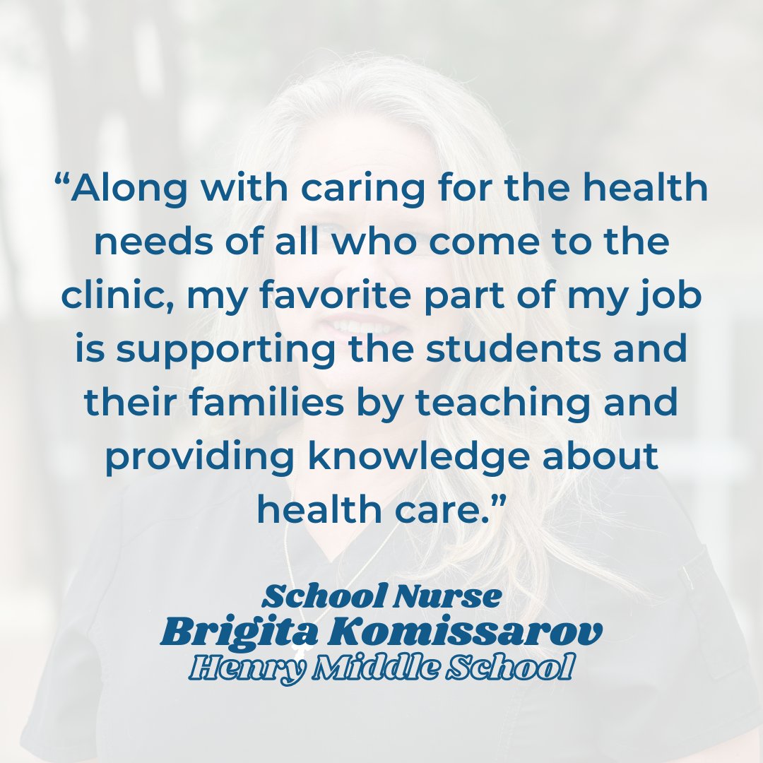 School Nurse Brigita Komissarov at @HenryHawksLISD has been with the district for 17 years. 'I have been blessed to have raised my three children in our wonderful district, and for my Henry Middle School family.' #NoPlaceLikeLISD #SchoolNurseAppreciationWeek