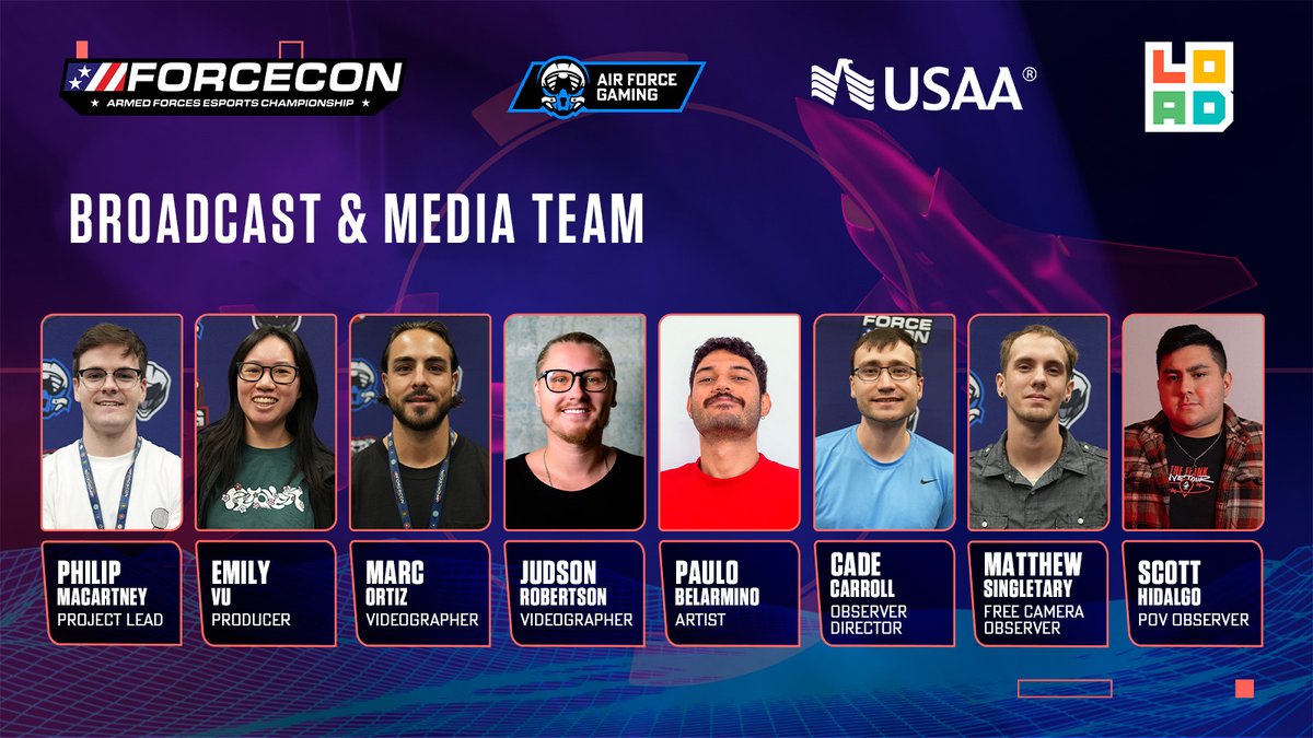 Introducing Loadscreen's broadcast & media team for #FORCECON 📹 We've had so much fun helping put this event together with @teamRallyCry and @AirForceGaming. The team can't wait to show you what we've been cooking up 🧑‍🍳