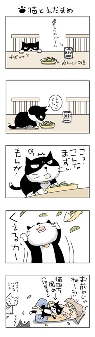 猫と枝豆#こんなん描いてます #自作まんが #漫画 #猫まんが #4コママンガ #NEKO3 