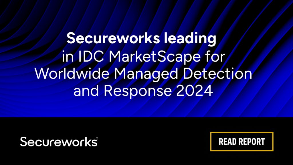 Secureworks shines in the 2024 #IDCMarketScape for #ManagedDetection & Response (MDR)! 🏆 Ranked in the top 4 for strategy and execution, we're proud to be acknowledged for our commitment to security excellence. See how we're leading the charge in MDR: lite.spr.ly/6009BBKf