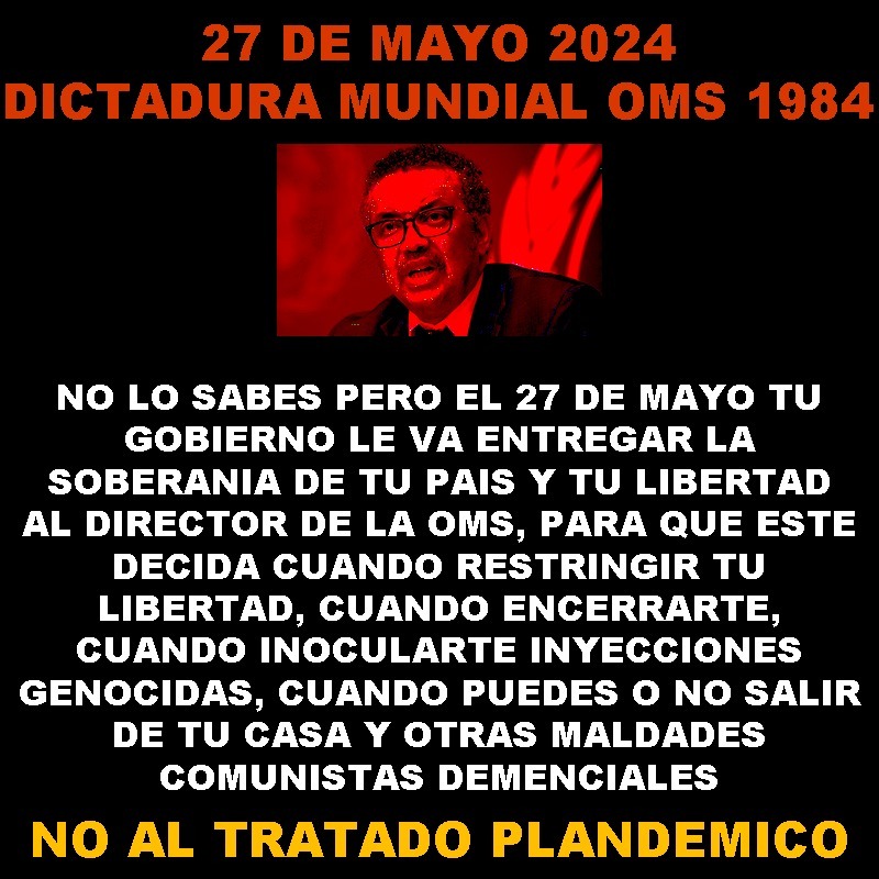 La OMS podrá imponer cierres de fronteras, medidas de cuarentenas, dictaminar plandemias, pasaportes de vacunación y vacunas obligatorias a todo el mundo. Gracias al 'Tratado de Pandemias' ¿Alguno de ustedes a elegido libremente a este miembro del FEM? 👇👇👇👇 🔥🔥🔥🔥☄️