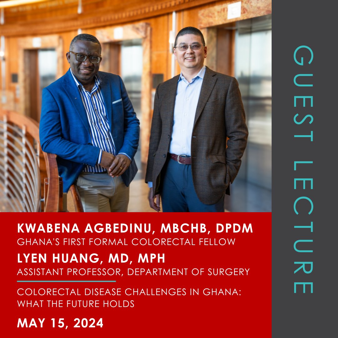 Center for Global Surgery (@uucgs) on Twitter photo Join us May 15 for Lecture by Kwabena Agbedinu, MBCHB, DPDM, Ghana's 1st formal colorectal fellow, and Lyen Huang, MD, U of U Health, discussing "Colorectal Disease Challenges in Ghana: What the Future Holds" To register, email Liz.Elvira@hsc.utah.edu. #GlobalSurgery Join us May 15 for Lecture by Kwabena Agbedinu, MBCHB, DPDM, Ghana's 1st formal colorectal fellow, and Lyen Huang, MD, U of U Health, discussing "Colorectal Disease Challenges in Ghana: What the Future Holds" To register, email Liz.Elvira@hsc.utah.edu. #GlobalSurgery
