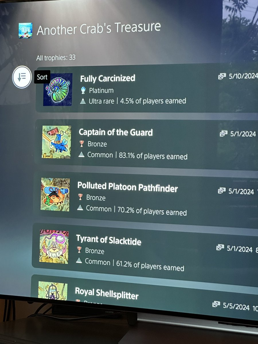 Just platinumed Another Crab's Treasure by @AggroCrabGames. My Kril plushie is on the way. I cannot stress how much you gotta buy this game. You fight a fancy capitalist with a hammer made out of a printer cartridge and a fork. Cmon in, the water's fine.