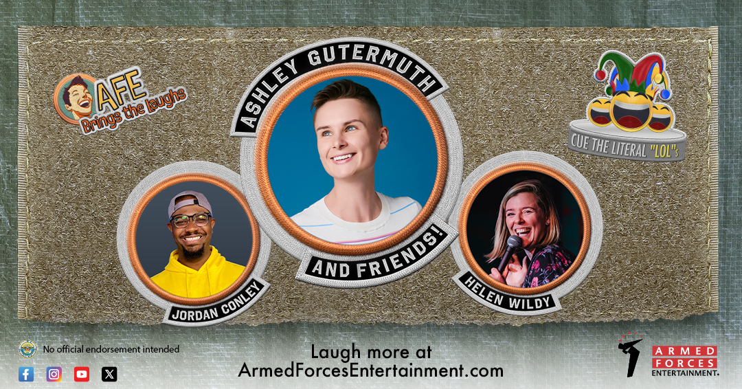 Craving some comedy? Ashley Gutermuth and Friends have the remedy! Don't miss the show! Going on now! Please visit our site to see show information: armedforcesentertainment.com/upcoming-tours…