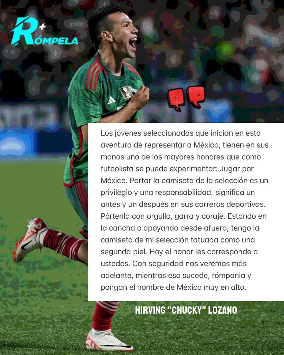 ⚽️ @HirvingLozano70 manda mensaje a los futbolistas, luego de quedar fuera de la convocatoria de la #SelecciónMexicana para la #CopaAmerica2024.

#RómpelaMás #ChuckyLozano