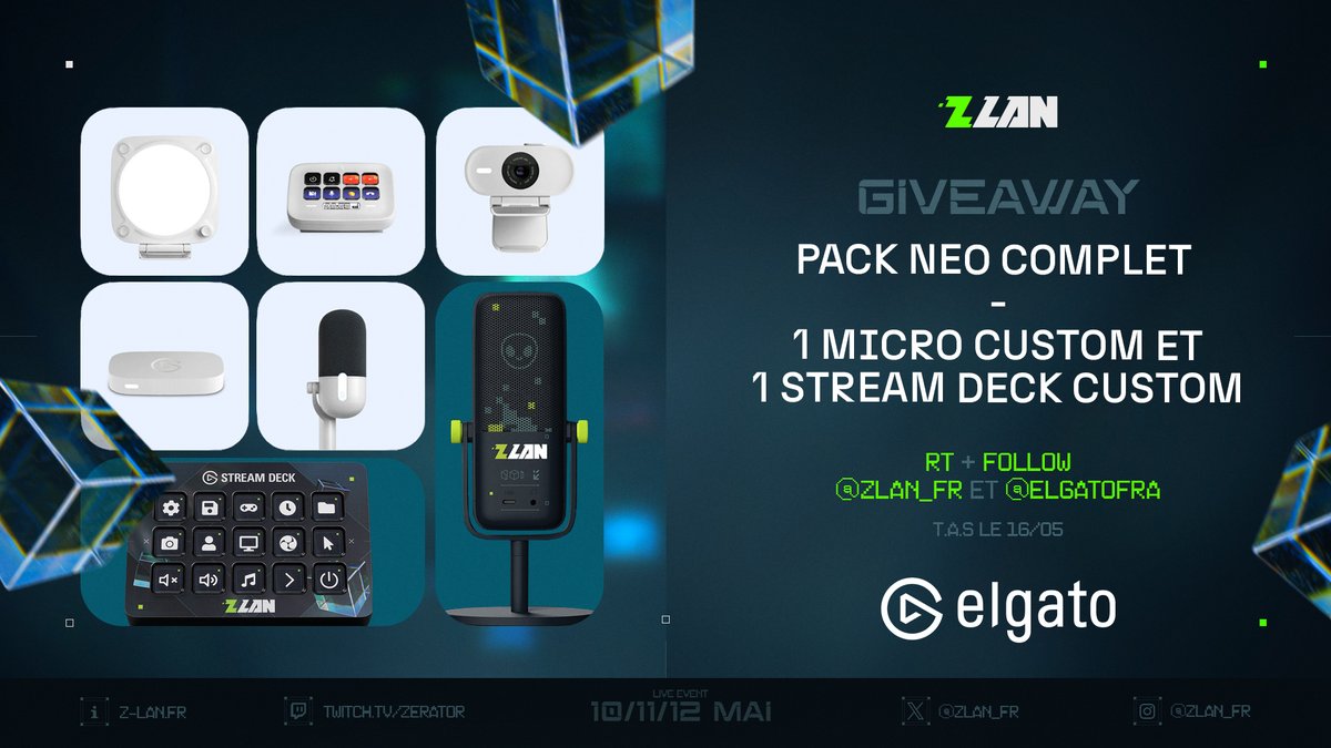 ZLAN | #ZLAN2025 (@zlan_fr) on Twitter photo .<a href="/elgatoFRA/">Elgato France</a> vous fait gagner 2 lots à l'occasion de la #ZLAN2024 !
Tentez de gagner l'un des deux lots 🎁
RT + FOLLOW <a href="/ZLAN_FR/">ZLAN | #ZLAN2025</a> et <a href="/elgatoFRA/">Elgato France</a>
T.A.S le 16/05 .<a href="/elgatoFRA/">Elgato France</a> vous fait gagner 2 lots à l'occasion de la #ZLAN2024 !
Tentez de gagner l'un des deux lots 🎁
RT + FOLLOW <a href="/ZLAN_FR/">ZLAN | #ZLAN2025</a> et <a href="/elgatoFRA/">Elgato France</a>
T.A.S le 16/05