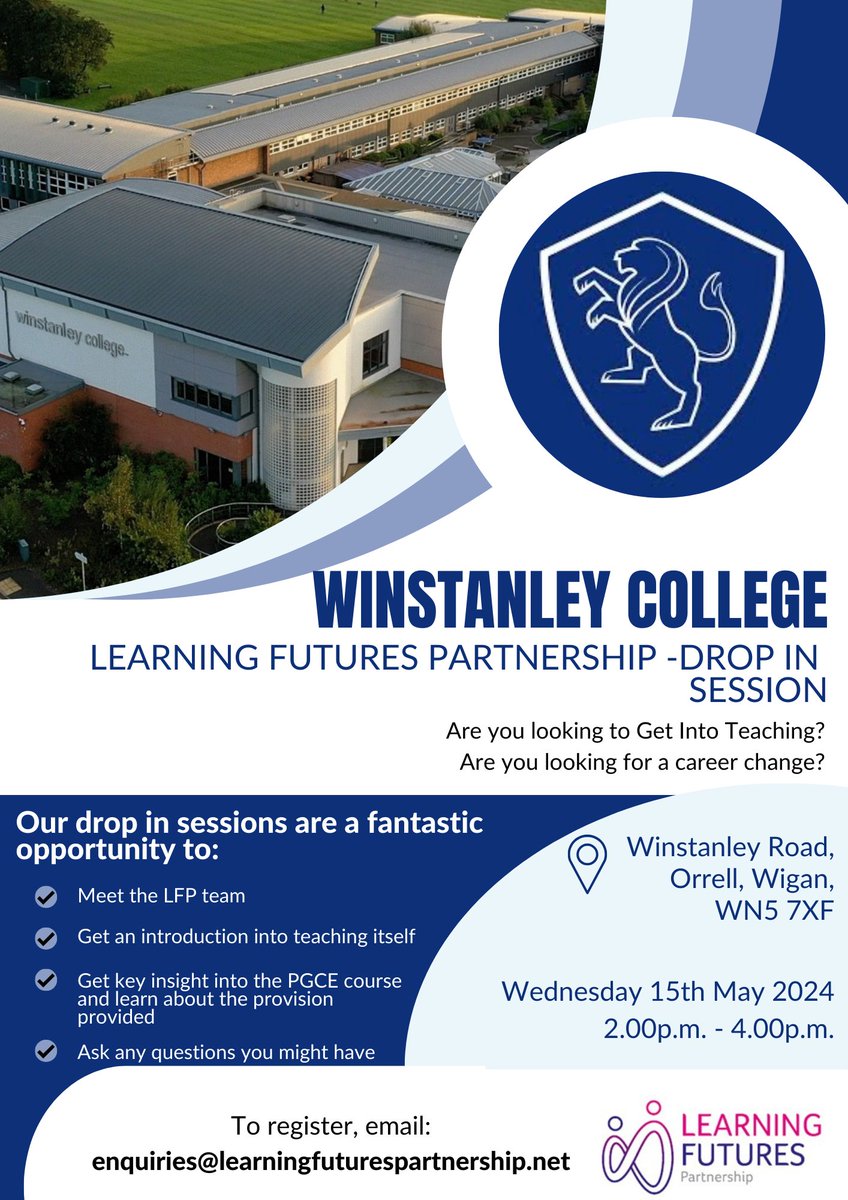 Come and have a chat with us about your new career in teaching - the only provider in Wigan accredited by a Russell Group univetsity. @winstanleycoll @byrchall @HawkleyHallHigh @KirkbyHigh